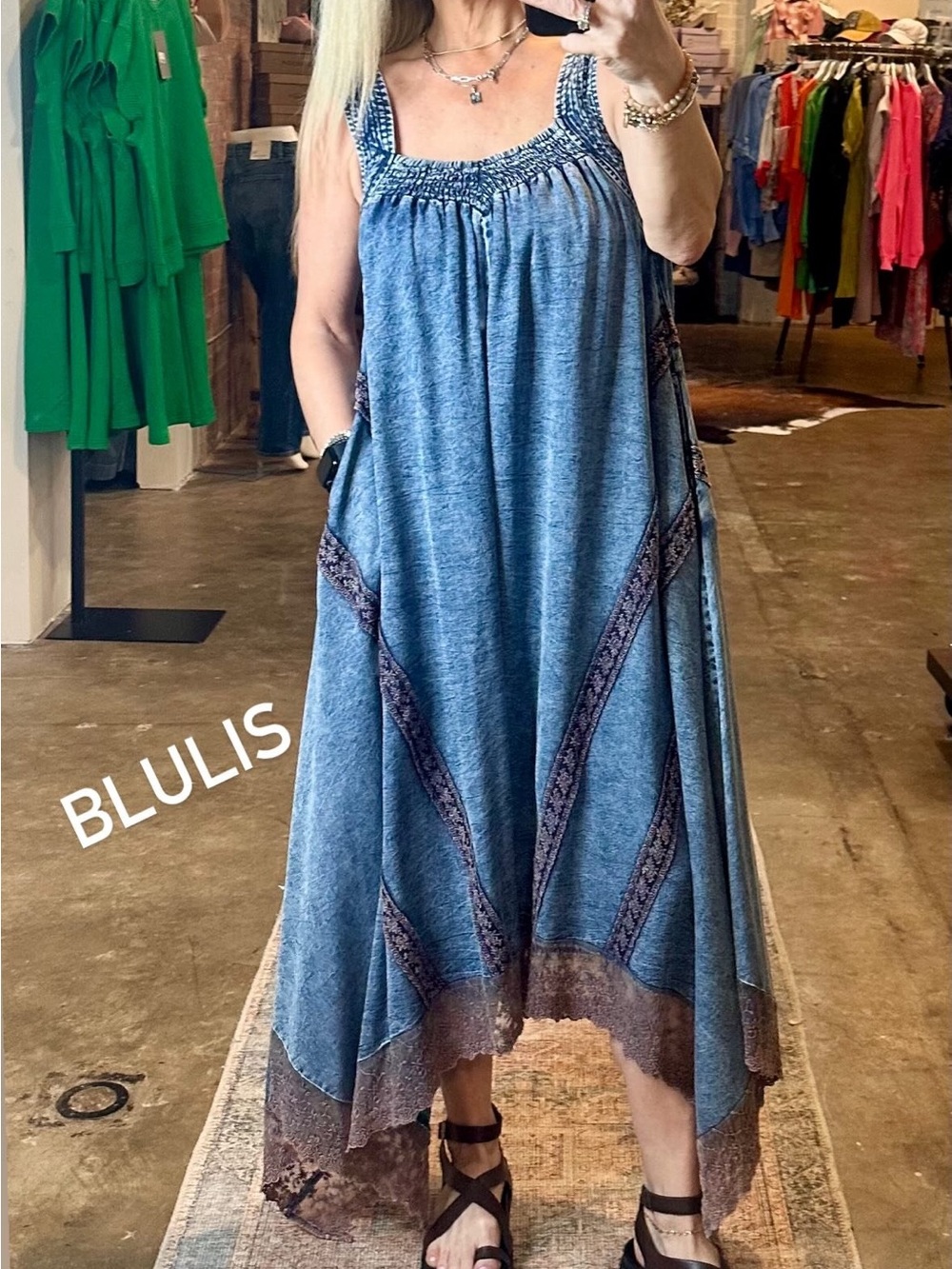 Oh Relaxed Boho Blue High-Low Maxi Dress